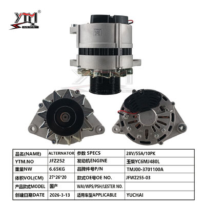 Alternatore per motore YUCHAI 28V 55A JFWZ255-03 TMJ00-3701100A YC6MJ480L