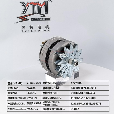 Alternatore YTM VA206 12V 60A 439190 11201292 11203106 per motore Deutz F3L1011F F4L2011