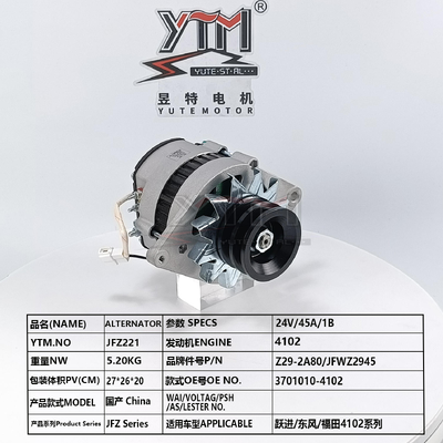 Alternatore JFZ221 24V 45A per motore 4102 OE 3701010-4102 Z29-2A80 JFWZ2945 per camion Yuejin Dongfeng Foton