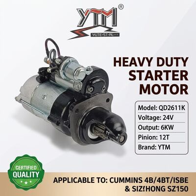 24V 12T 6KW Motore di avvio QD2611K Per Cummins 4B 4BT 4BTA Motore ISBE OE 3968130 4929600 Per Shaantui SZ150 escavatore