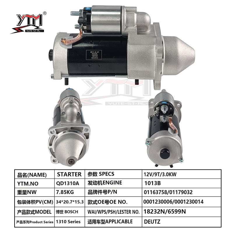 12V 3,0KW 9T Motore di avvio 0001230006 0001230014 Lester 18232N 6599N per motore Deutz 1013B