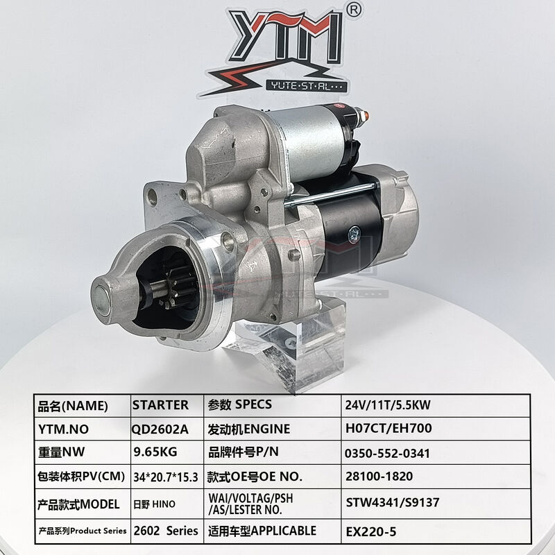 Motorino di avviamento 24V 11T 5.5KW QD2602A per motore Hino H07CT EH700 escavatore Hitachi EX220-5 OE 28100-1820 0350-552-0341 STW4341 S9137