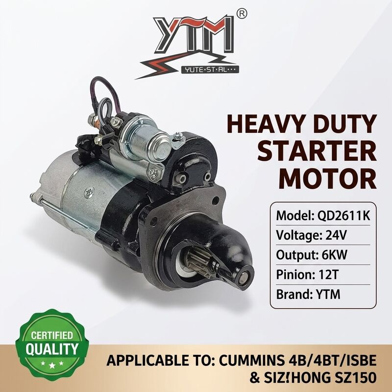 24V 12T 6KW Motore di avvio QD2611K Per Cummins 4B 4BT 4BTA Motore ISBE OE 3968130 4929600 Per Shaantui SZ150 escavatore