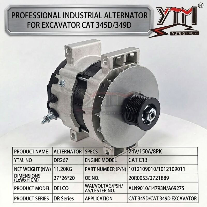 DR267 Alternator 24V 150A 8PK 1012109010 1012109011 20R0053 2721889 ALN9010 for CAT C13 CAT345D CAT349D Excavator