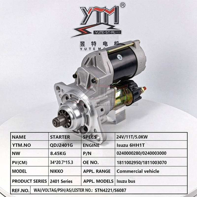 QDJ2401G Starter Motor 24V 11T 5.0KW For Isuzu 6HH1T 1811002950 1811003070 0240000280 STN4221